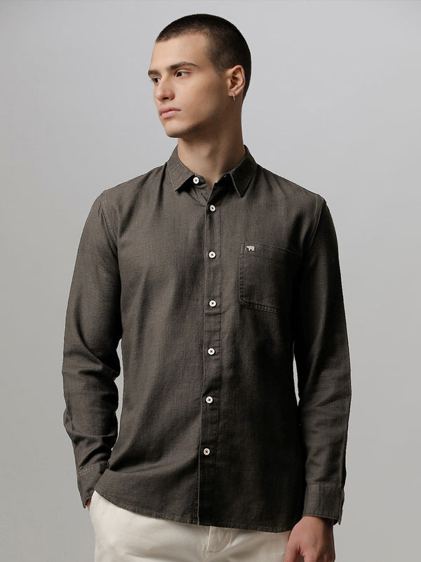 Rumah Bear Slim Fit Opaque Caster Cotton Shirt