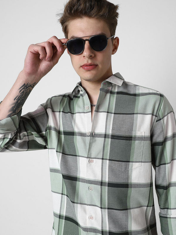 Vastrado Men Classic Tartan Checks Opaque diperiksa baju kasual
