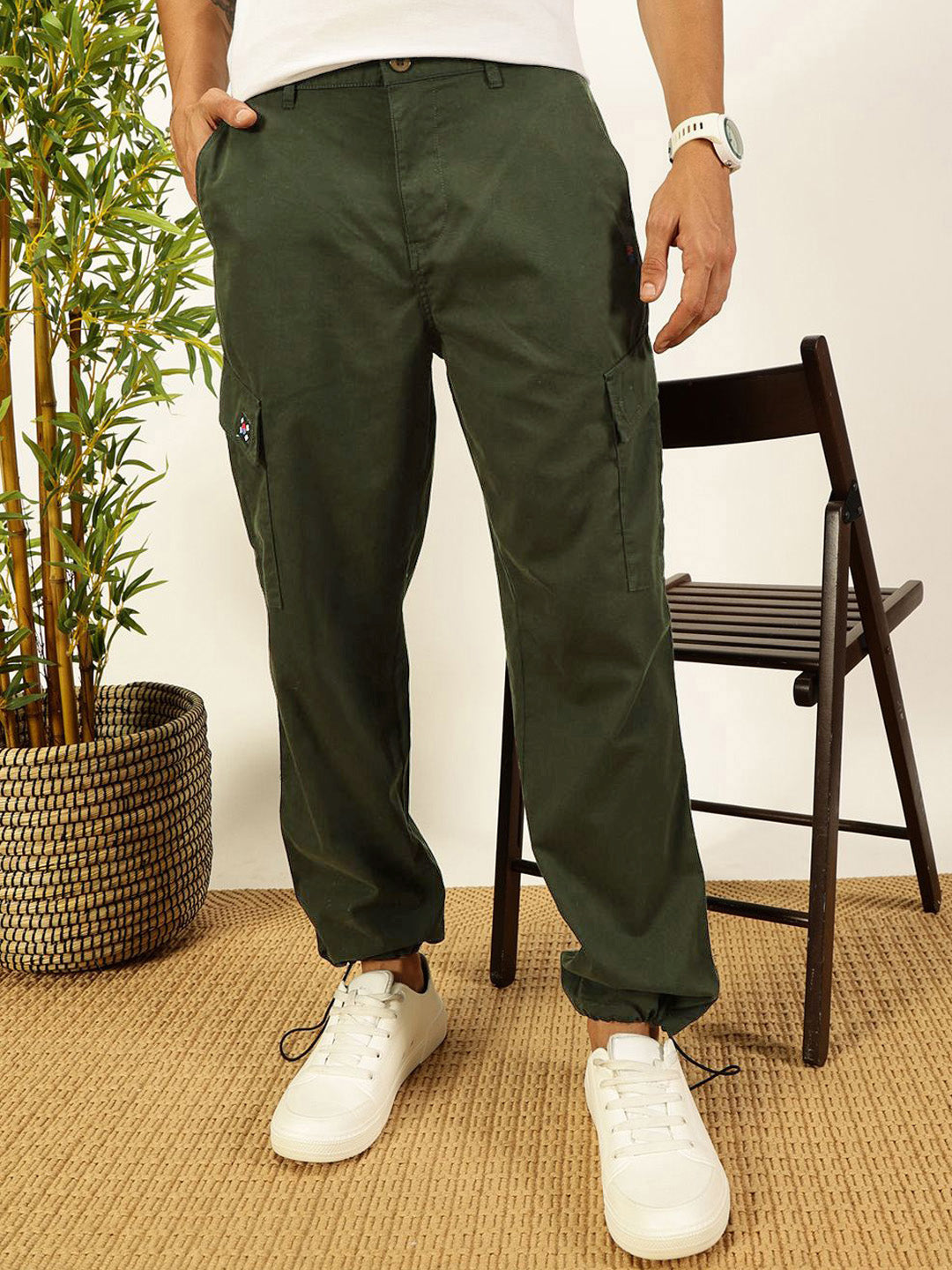 Thomas Scott Men Smart Parachute Pure Cotton Cargo Trouser
