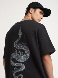 THE BEAR HOUSE Animal Printed Round Neck Oversized Cotton T-shirt