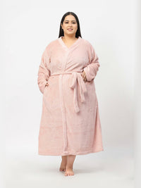 KLOTTHE Plus Size Woolen Long Sleeve Bath Robe With Belt