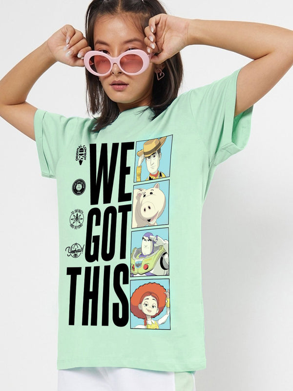 Bewakoof Typography Printed Round Neck Pure Cotton Oversized Toy Story T-shirt