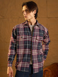 DENNISON Men Double Pocket Drop Shoulder Oversized Cotton Checked Shacket