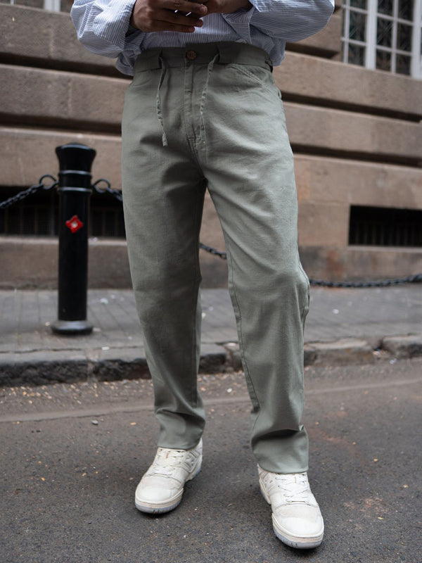 Powerlook Men Regular Fit Mid Rise Linen Trousers