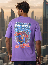 The Indian Garage Co Men Superman Graphic Printed Round Neck Cotton Relaxed Fit T-shirt