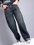 The Indian Garage Co Men Mid-Rise Loose Baggy Fit Stretchable Jeans