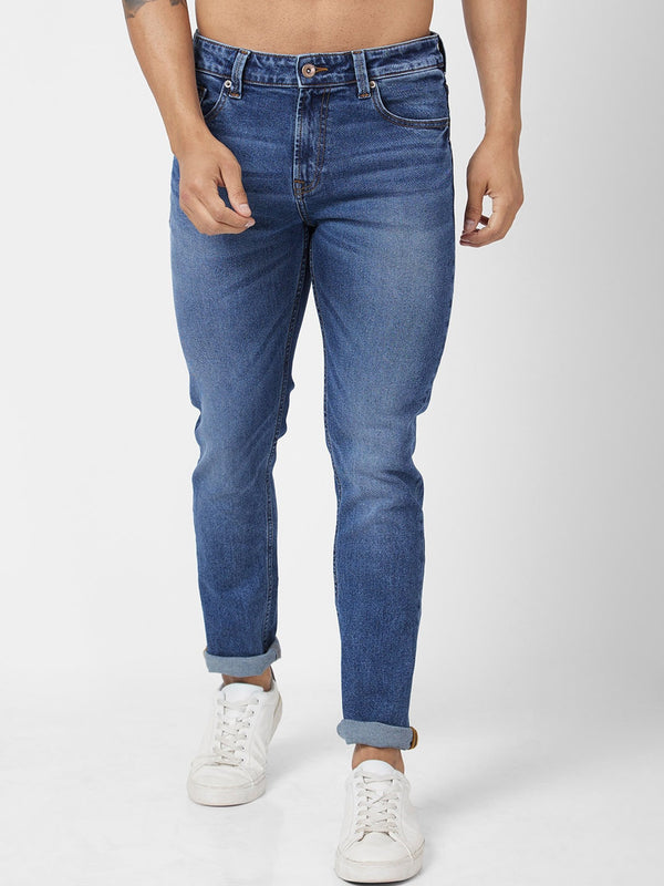 SPYKAR Men Slim Fit Low-Rise Heavy Fade Clean Look Cotton Stretchable Jeans