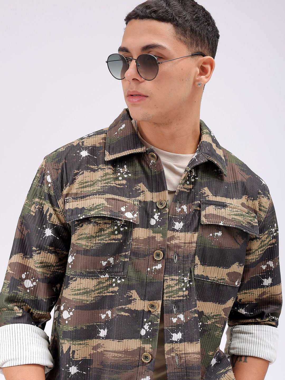 The Indian Garage Co Men Cutaway Collar Abstract Printed Casual Shirt