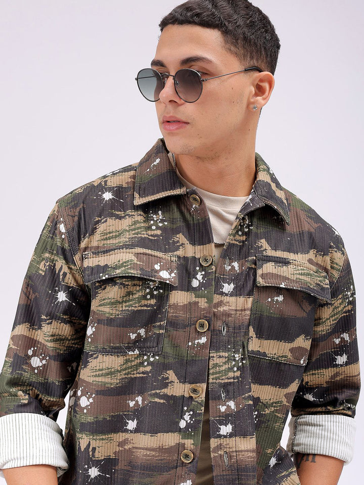 The Indian Garage Co Men Cutaway Collar Abstract Printed Casual Shirt