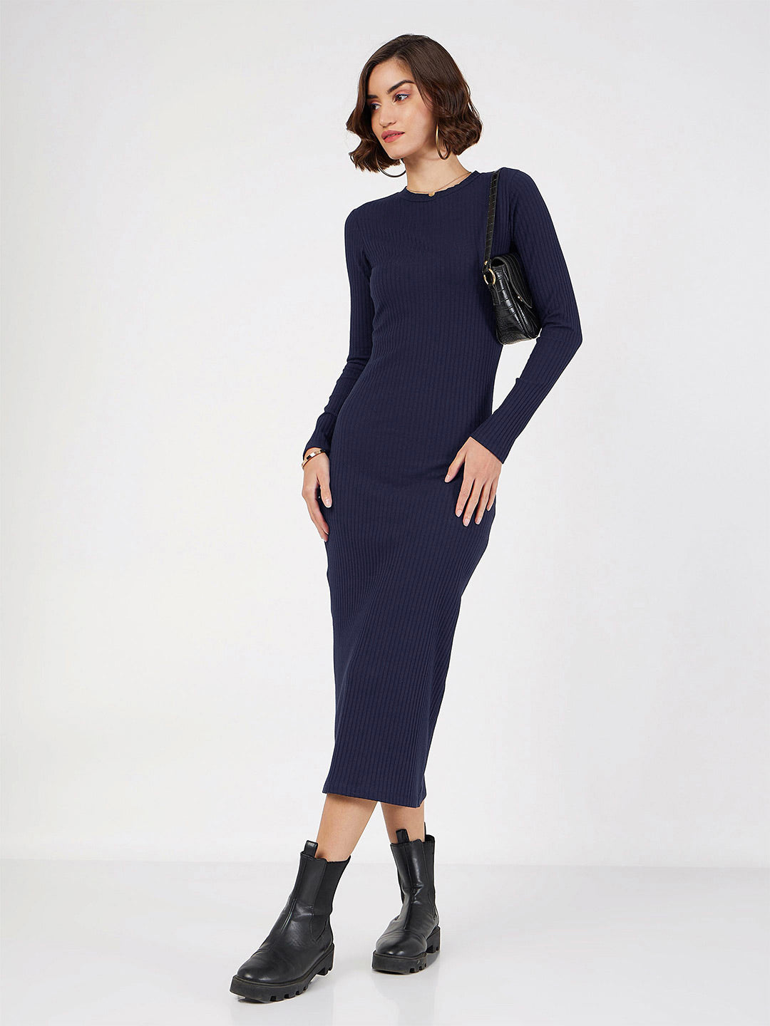 SASSAFRAS Women Long Sleeves Bodycon Midi Dress