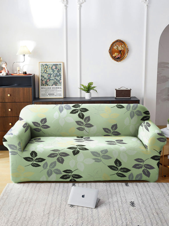 Cortina Olive Green & Black Nature Printed 3- Seater Sofa Cover