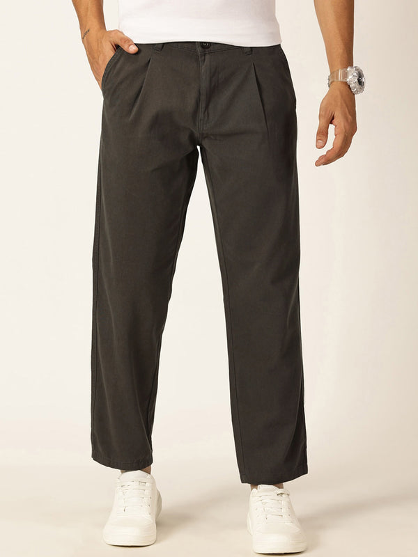 Thomas Scott Men Smart Straight Fit Mid-Rise Easy Wash Pure Cotton Chinos Trousers