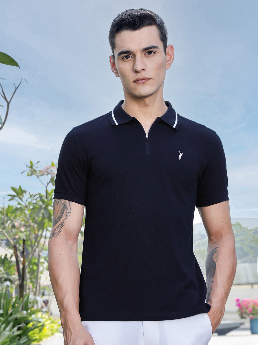 Thomas Scott Men Polo Collar Solid T-shirt