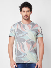 SPYKAR Round Neck Short Sleeves Printed Slim Fit Cotton T-shirt