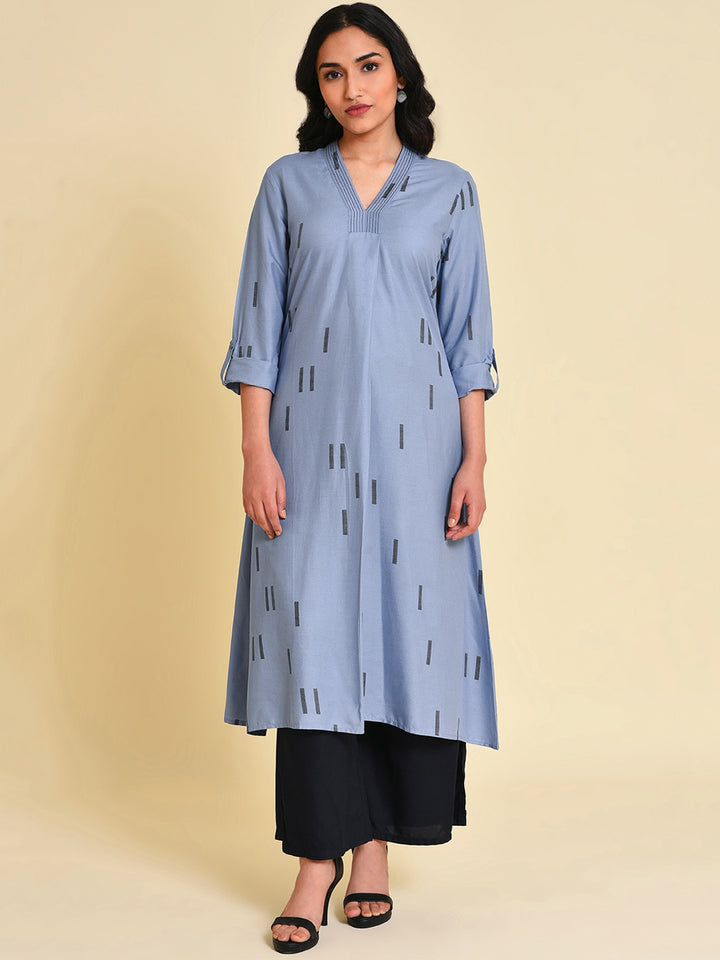 W Geometric Printed V-Neck Anarkali Kurta