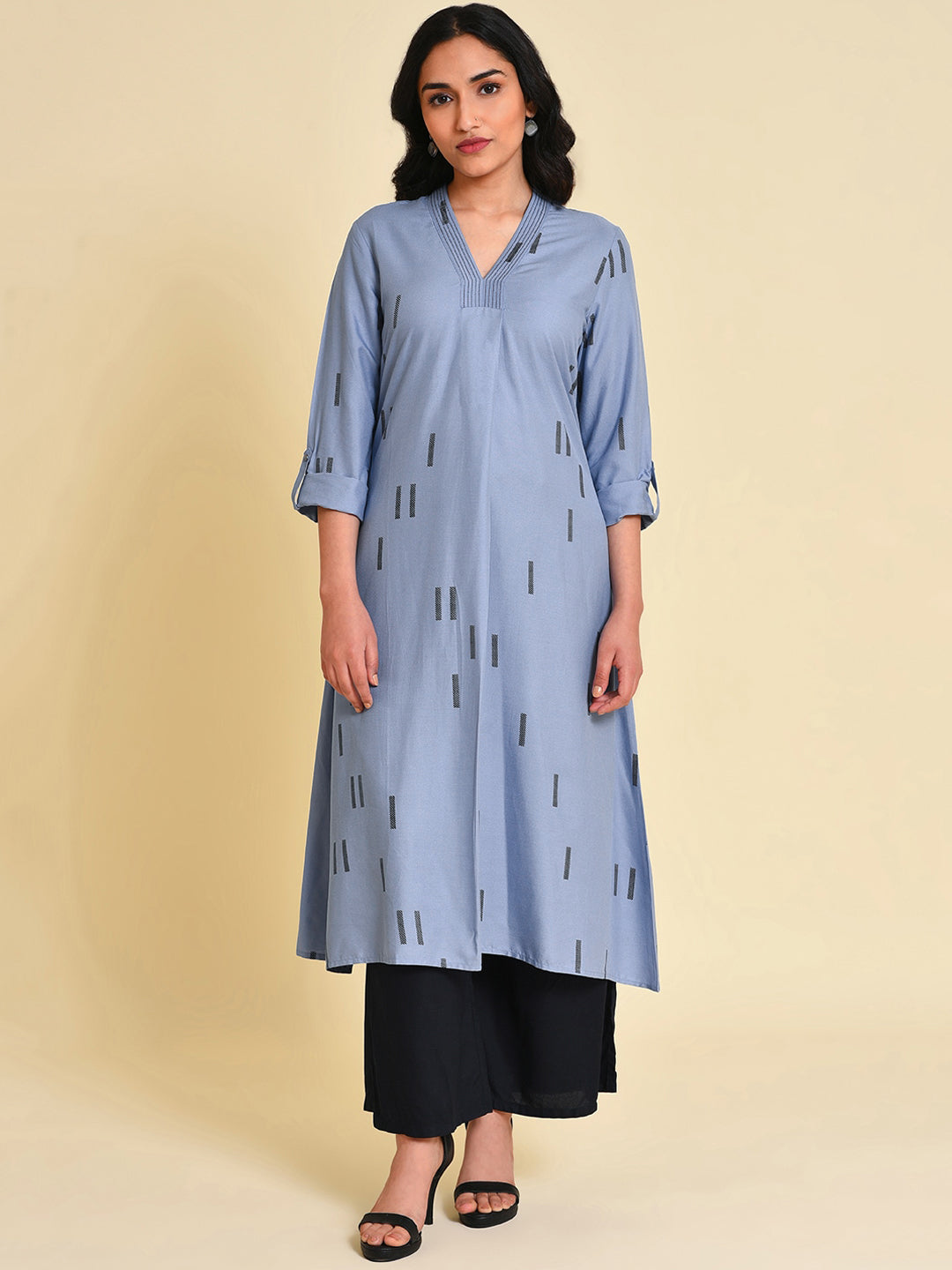 W Geometric Printed V-Neck Anarkali Kurta