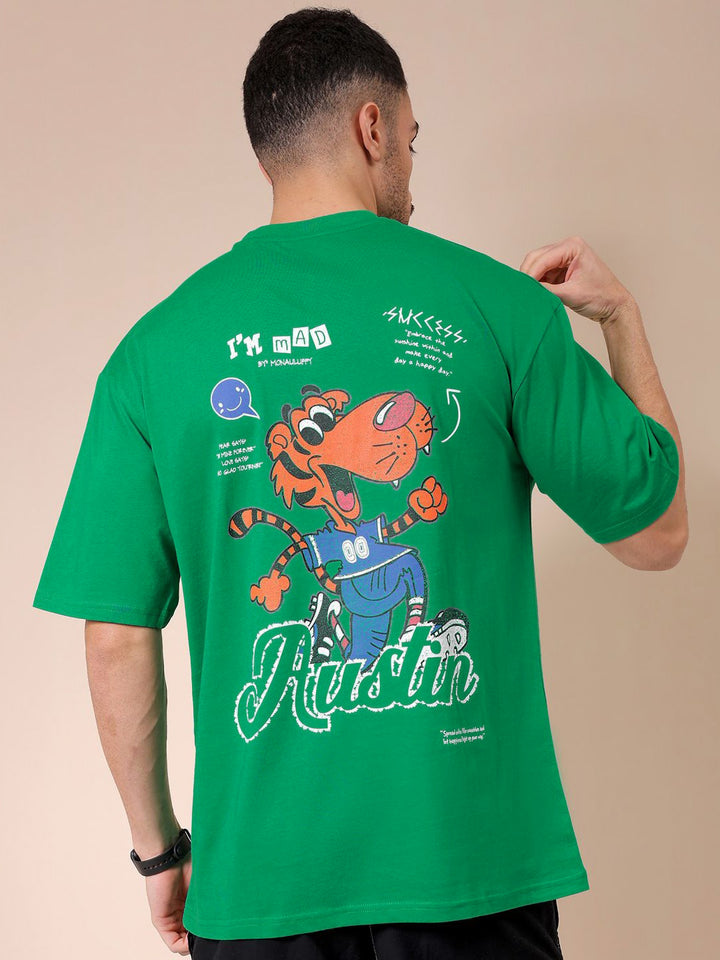 The Indian Garage Co Men Graphic Printed Round Neck Pure Cotton Oversized T-shirt