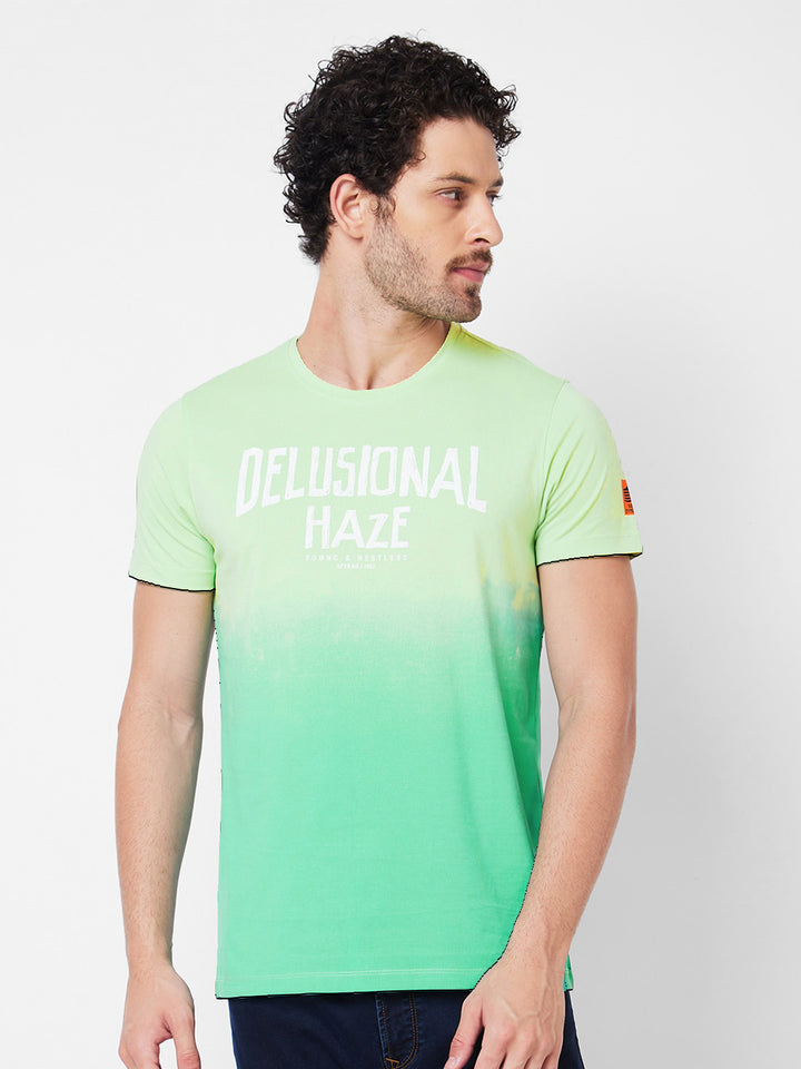 SPYKAR Typography Printed Round Neck Slim Fit Cotton Casual T-shirt