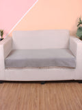 STITCHNEST Grey Self Design 2 Seater Sofa Cover