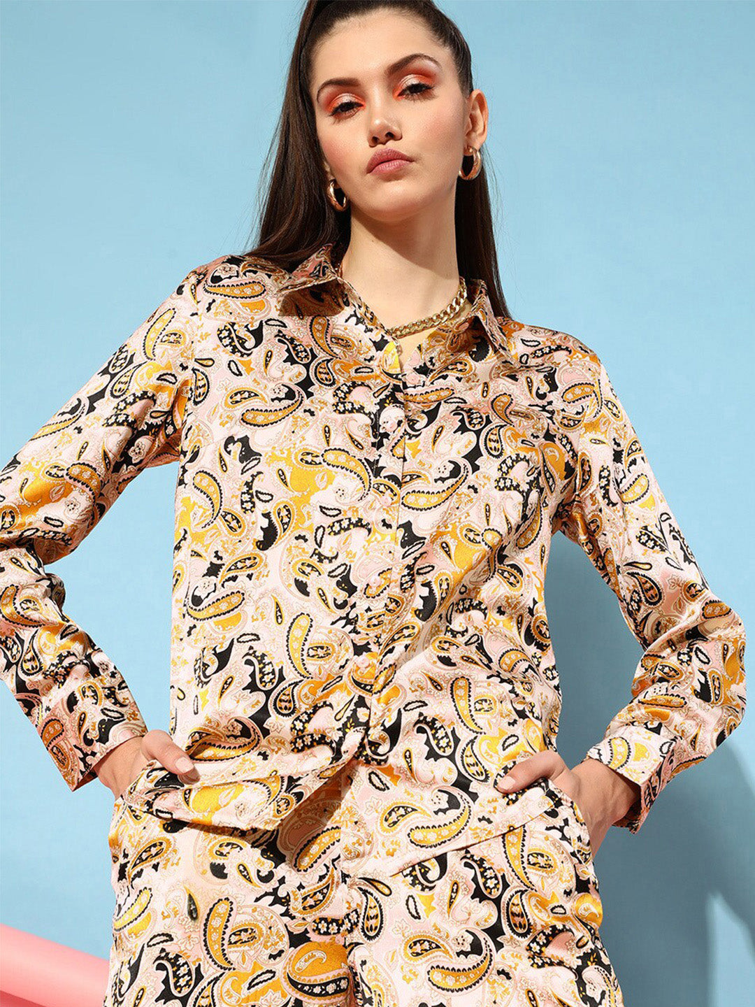 STREET 9 Women Pink & Yellow Floral Shirt