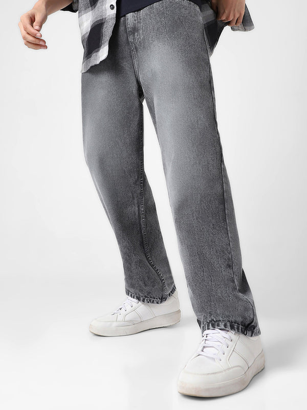 Lelaki Fesyen Urbano Non Stretable Longgar Longgar Seluar Jeans Dibasuh