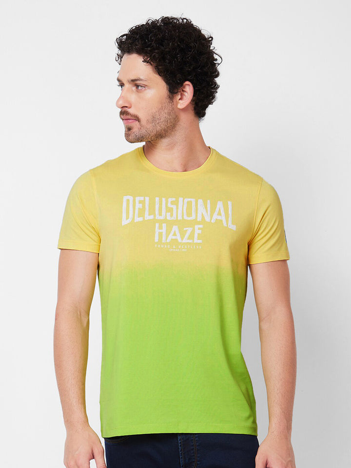 SPYKAR Typography Printed Cotton Slim Fit T-shirt