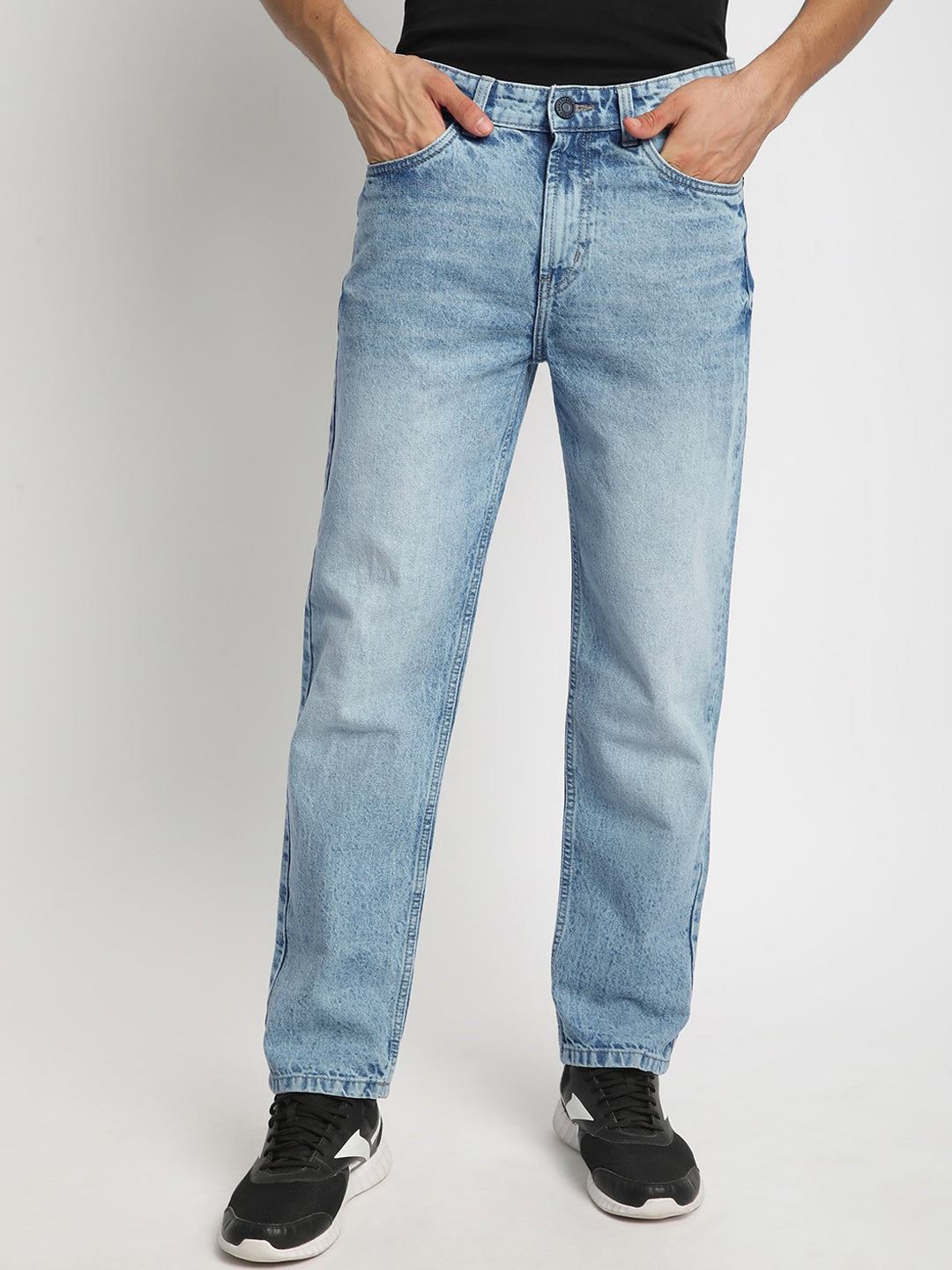 Bene Kleed Men Relaxed Fit Clean Look Heavy Fade Whiskers Pure Cotton Jeans