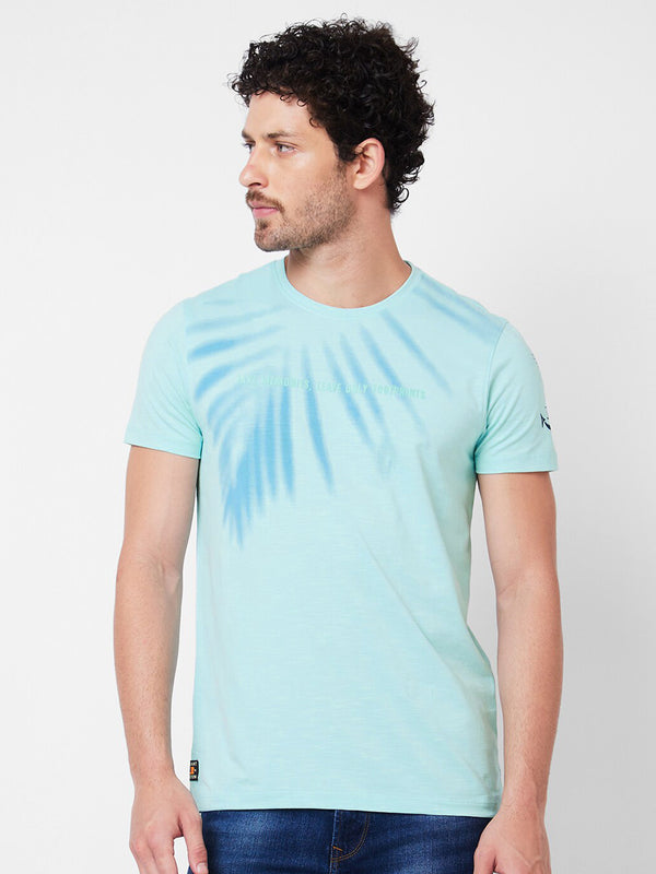 SPYKAR Typography Printed Round Neck Cotton Slim Fit T-shirt