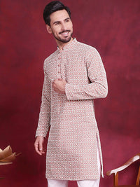 Jompers Geometric Embroidered Pure Cotton Chikankari Kurta