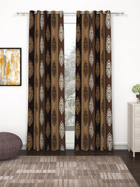 Story@home Nature Brown & Beige Set of 2 Ethnic Motifs Long Door Curtains