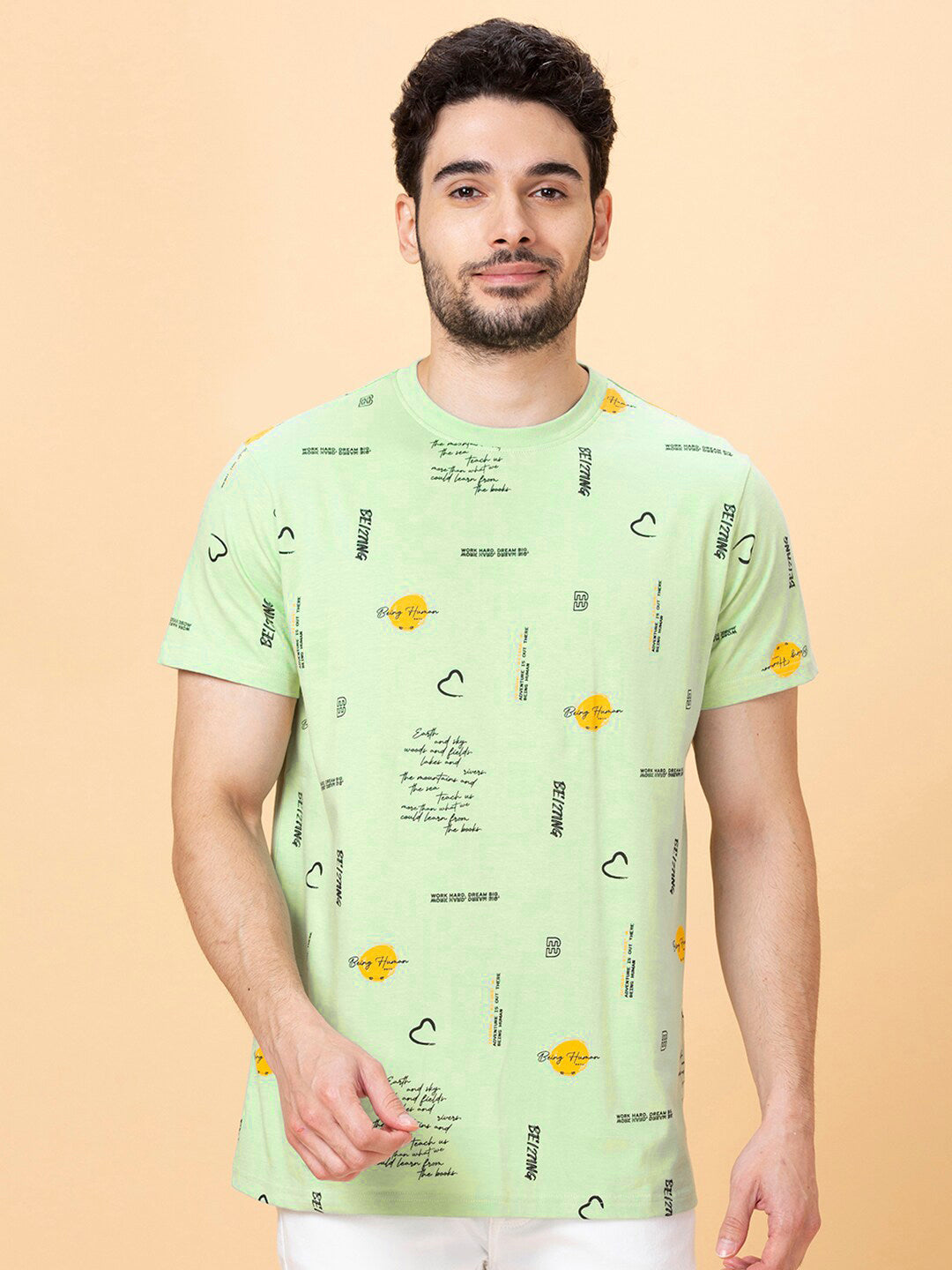 Being Human Conversational Printed Round Neck Short Sleeves Pure Cotton T-shirt