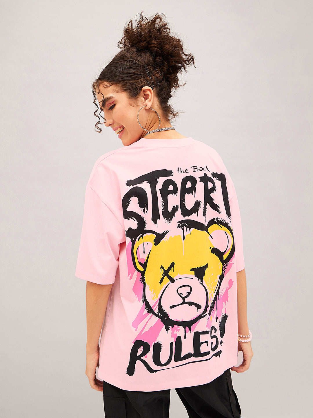 SASSAFRAS Typography Printed Pure Cotton Oversized T-shirt