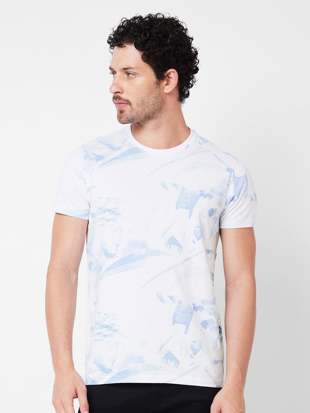 SPYKAR Abstract Printed Cotton Slim Fit T-shirt