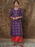 Shae by SASSAFRAS Women Purple Ethnic Motifs Yoke Design Thread Work Kurta with Palazzos