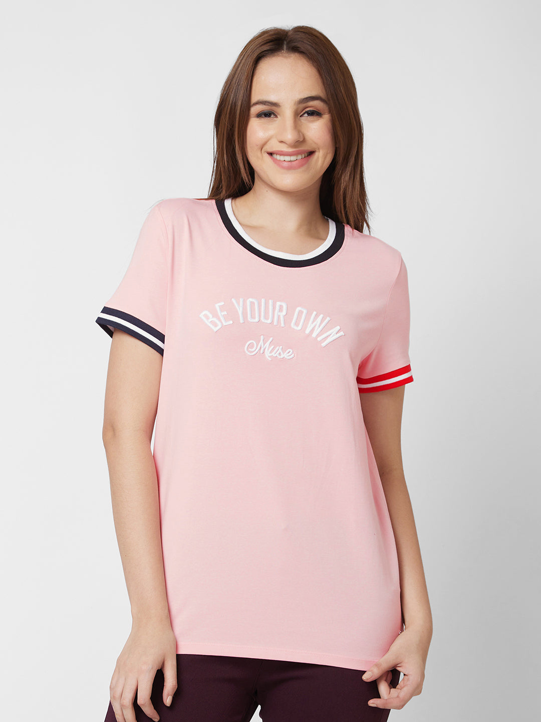 SPYKAR Women Pink Printed T-shirt