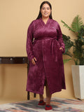 KLOTTHE Women Plus Size Woollen Bath Robe With Belt