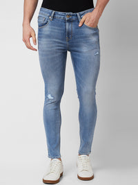 SPYKAR Men Tapered Fit Mildly Distressed Heavy Fade Whiskers Cotton Jeans