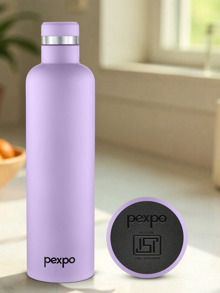 Pexpo Oreo Purple ISI Certified Thermosteel Hot and Cold Flask Water Bottle 980 ml