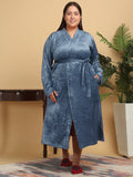 KLOTTHE Women Plus Size Woollen Bath Robe With Belt