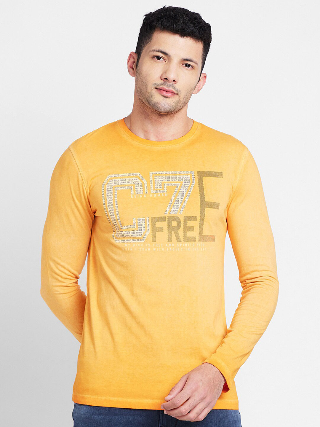 Being Human Typography Printed Round Neck Long Sleeves Regular T-shirt