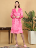 KLOTTHE Pink Woolen Long Sleeves Bath Robe With Belt
