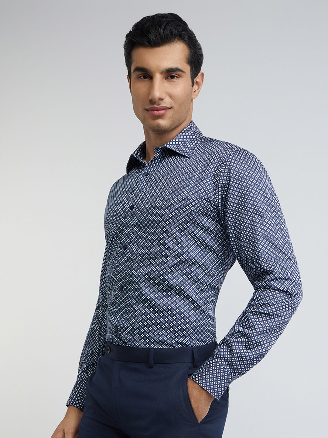 Baju Formal Bercetak Raymond Slim Fit Pure Cotton