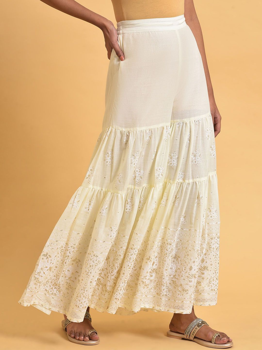 W Women Loose Fit Pleated Pure Cotton Trousers
