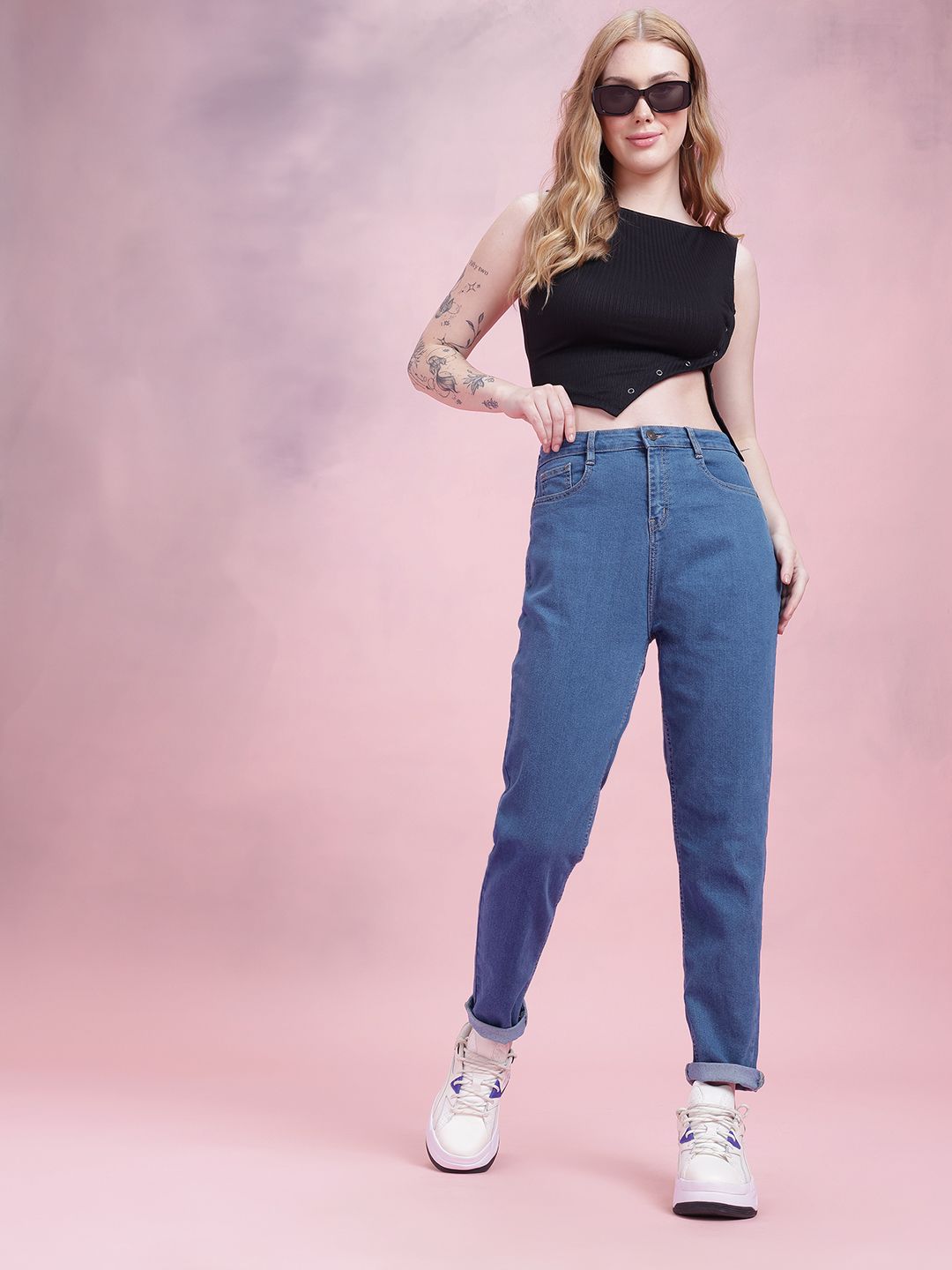 DressBerry Women Mid-Rise Mom Fit Stretchable Jeans