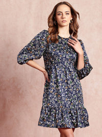 all about you Floral Print Puff Sleeve A-Line Mini Dress