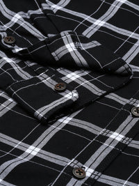 The Indian Garage Co Men Black Cotton Slim Fit Opaque Checked Casual Shirt