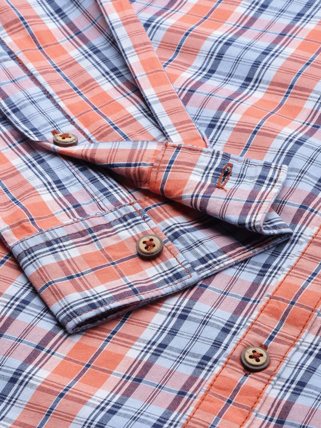 The Indian Garage Co Men Blue Tartan Regular Checks Opaque Checked Casual Shirt