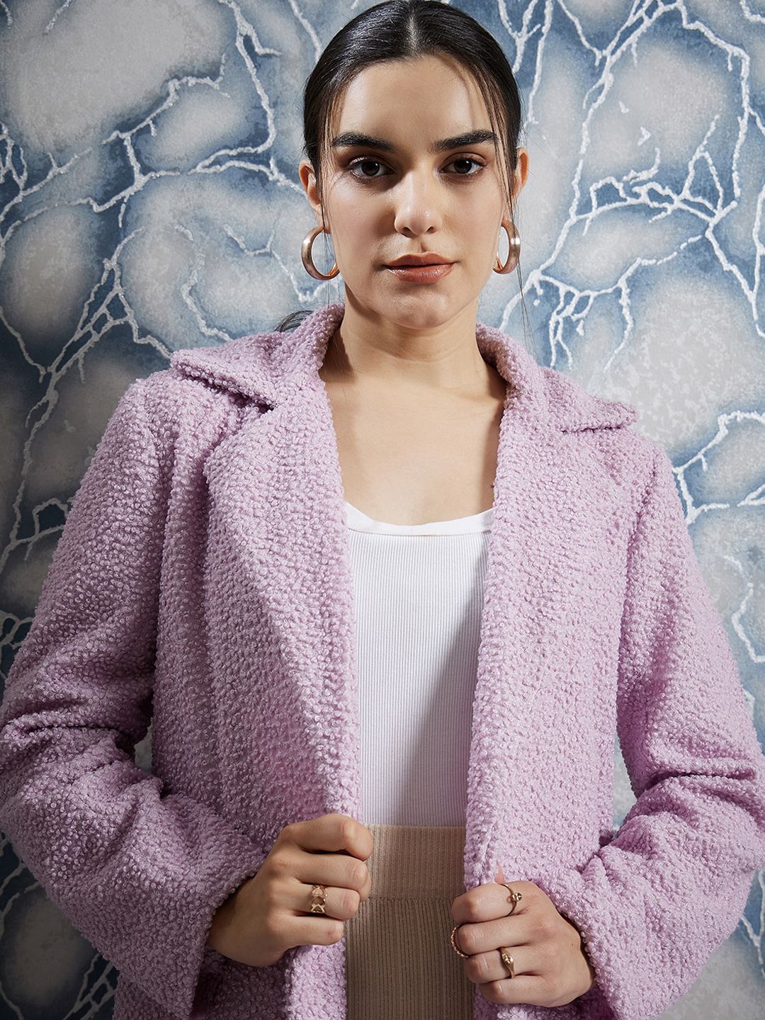 Athena Textured Single-Breasted Overcoat