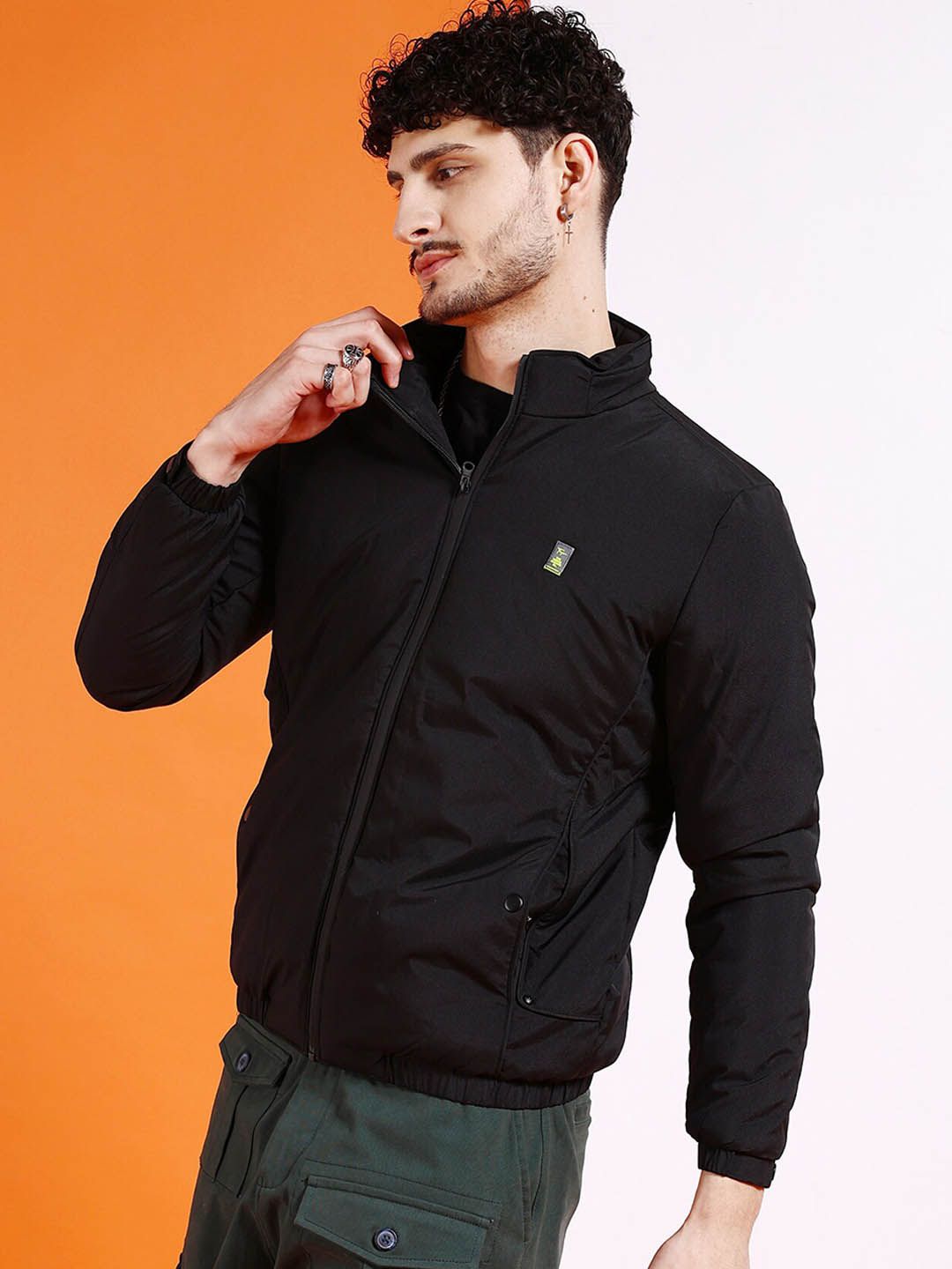 The Indian Garage Co Men Regular Fit Zip-Front Bomber Jacket