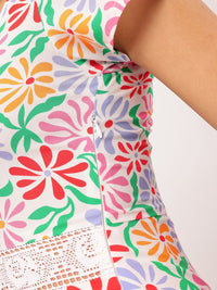 DressBerry Garden Party Tee Floral Print Sweetheart Neck Mini Sheath Dress